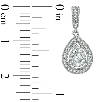 0.5 CT. T.W. Diamond Vintage-Style Frame Teardrop Earrings in 10K White Gold