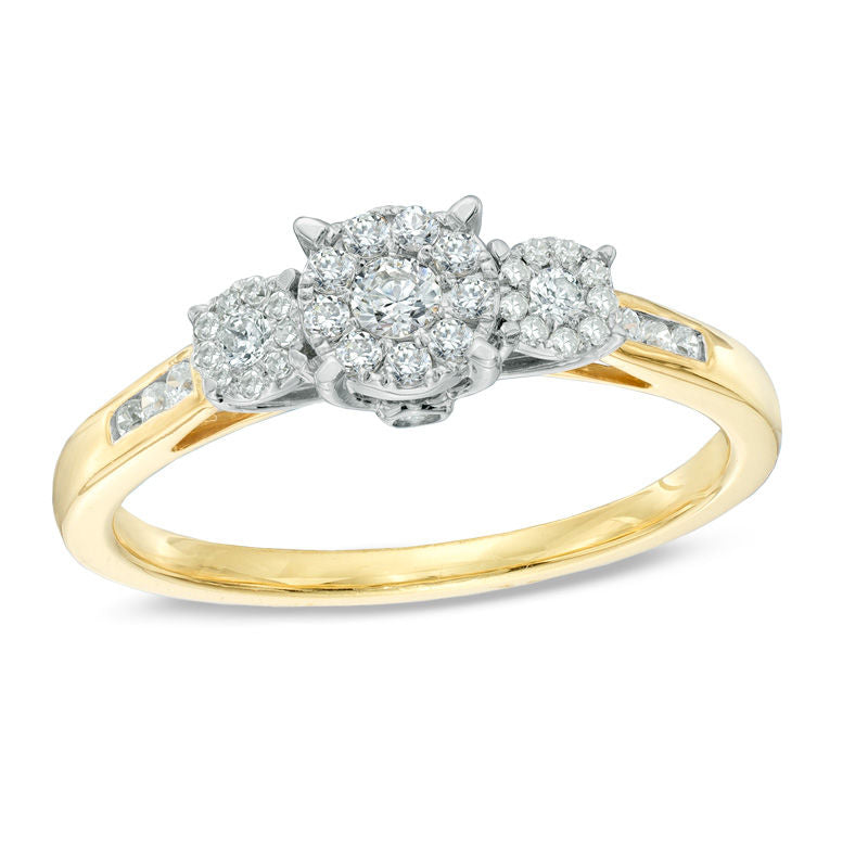 1/3 CT. T.W. Diamond Cluster Three Stone Engagement Ring in 14K Gold