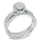 1/2 CT. T.W. Diamond Oval Cluster Bridal Set in 14K White Gold