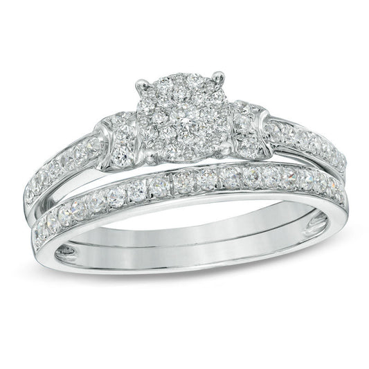 1/2 CT. T.W. Diamond Collar Bridal Set in 14K White Gold