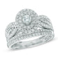 1 CT. T.W. Diamond Double Frame Bridal Set in 14K White Gold
