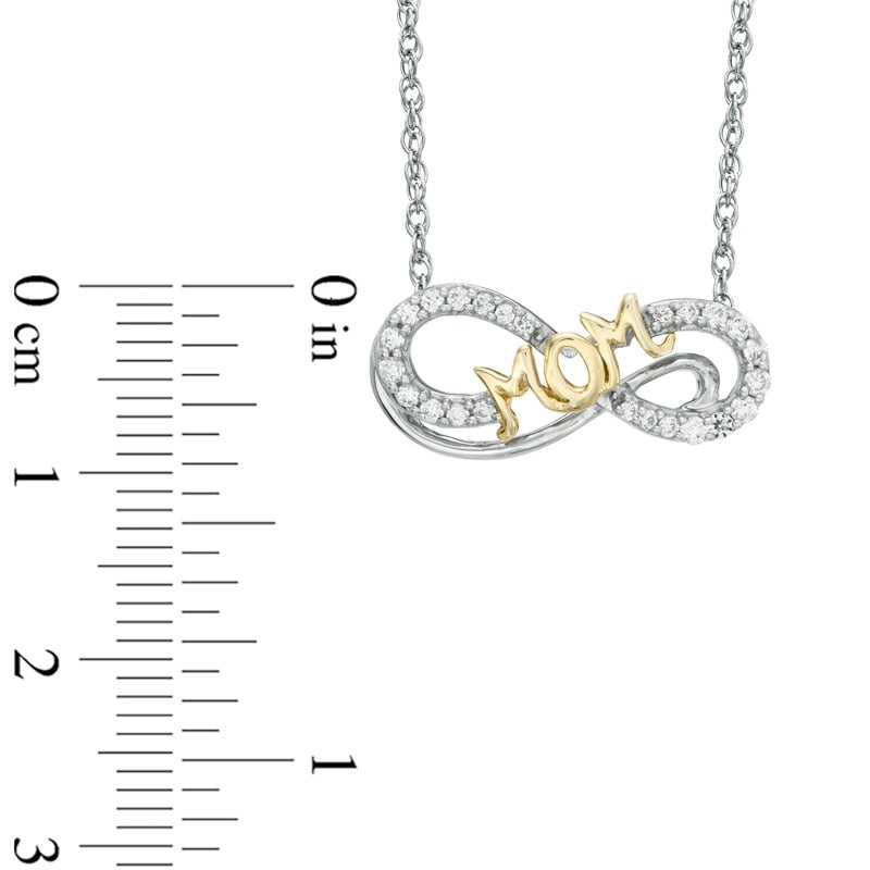 0.2 CT. T.W. Natural Diamond "MOM" Infinity Necklace in Sterling Silver and 14K Gold Plate