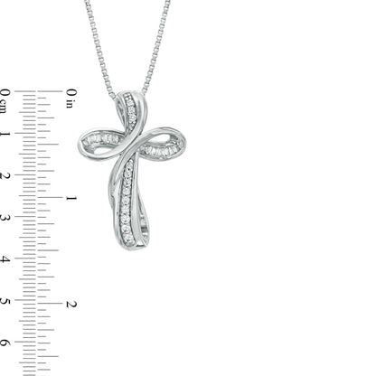 0.1 CT. T.W. Natural Diamond Looped Cross Pendant in Sterling Silver