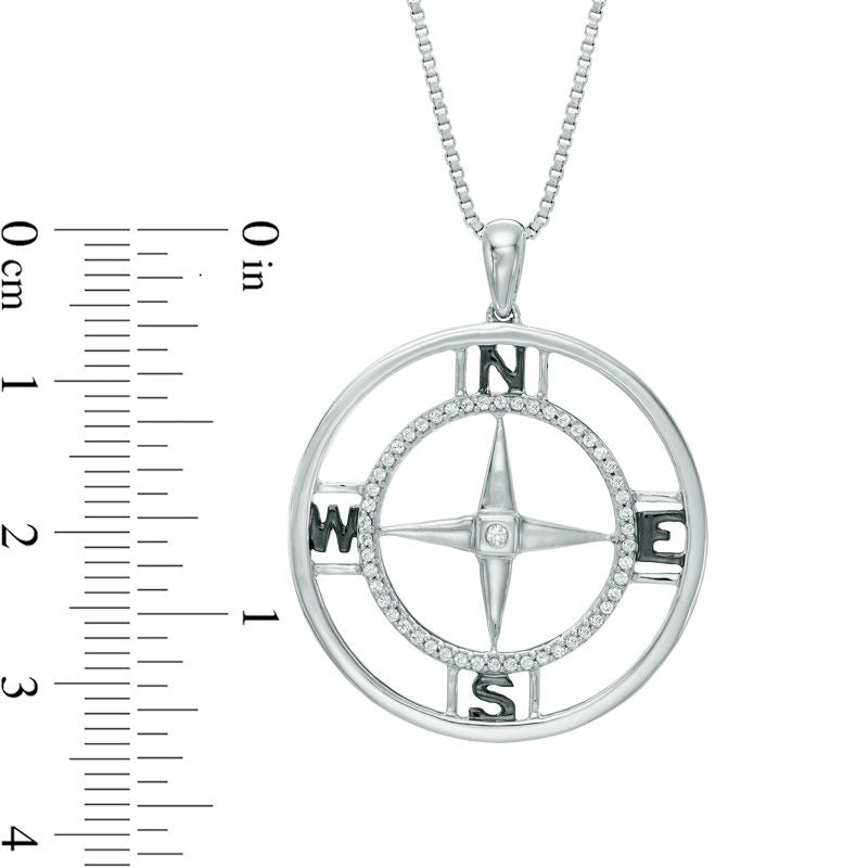 0.2 CT. T.W. Natural Diamond Compass Pendant in Sterling Silver