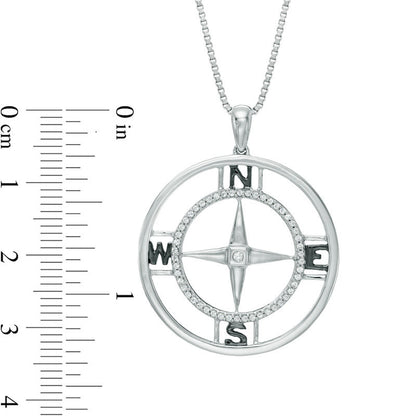0.2 CT. T.W. Natural Diamond Compass Pendant in Sterling Silver