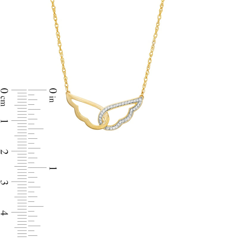 0.13 CT. T.W. Natural Diamond Wings Necklace in 10K Yellow Gold