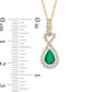 Pear-Shaped Emerald and Natural Diamond Accent Loop Pendant in 10K Yellow Gold