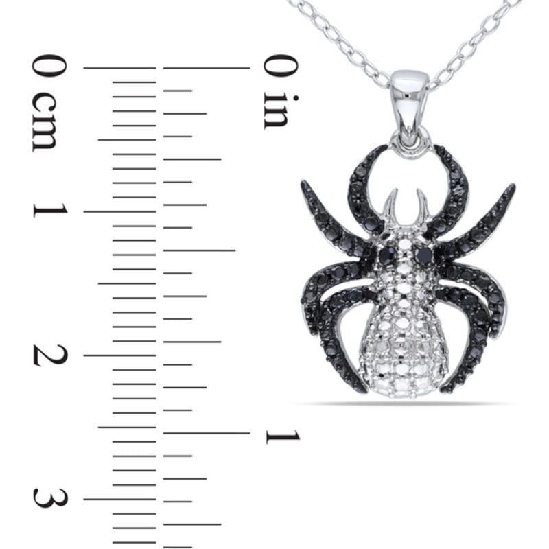 Enhanced Black Natural Diamond Accent Spider Pendant in Two-Tone Sterling Silver