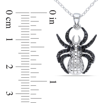 Enhanced Black Natural Diamond Accent Spider Pendant in Two-Tone Sterling Silver