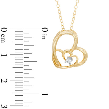 0.05 CT. T.W. Natural Diamond Abstract Heart Pendant in Sterling Silver with Yellow Rhodium