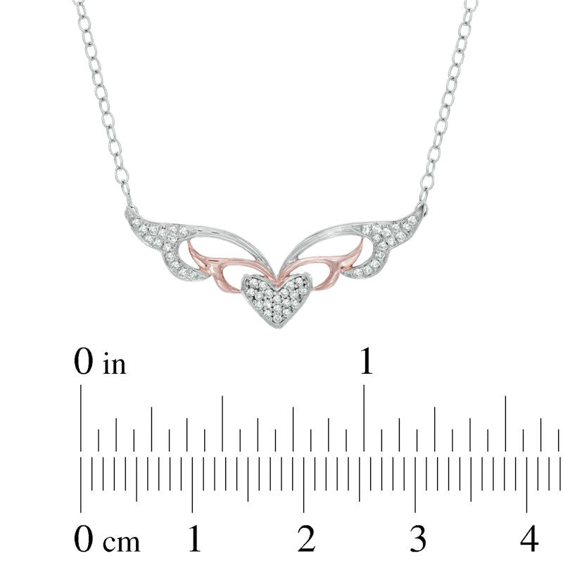 0.1 CT. T.W. Natural Diamond Masquerade-Style Heart Necklace in Two-Tone Sterling Silver