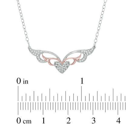 0.1 CT. T.W. Natural Diamond Masquerade-Style Heart Necklace in Two-Tone Sterling Silver