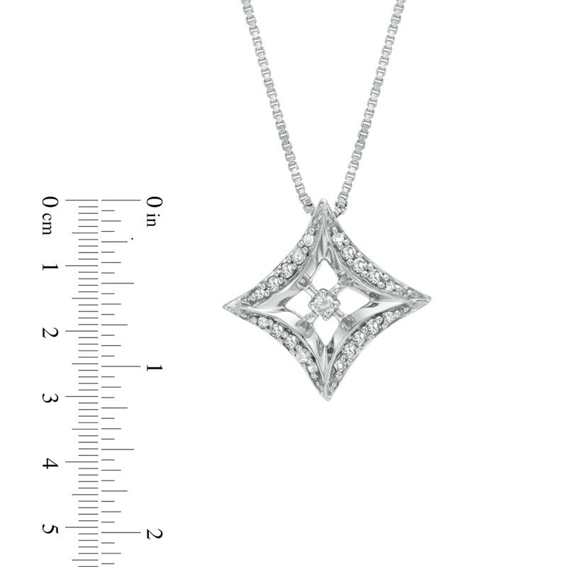 0.1 CT. T.W. Natural Diamond Concave Square Pendant in Sterling Silver