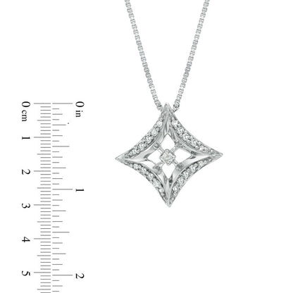 0.1 CT. T.W. Natural Diamond Concave Square Pendant in Sterling Silver