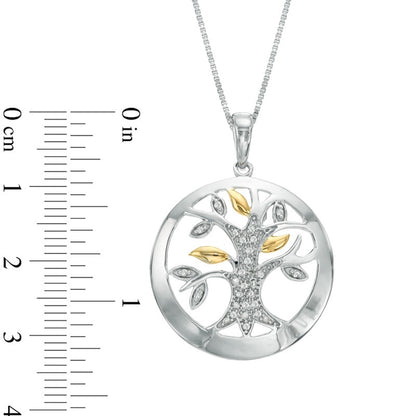 0.13 CT. T.W. Natural Diamond Tree of Life Pendant in Sterling Silver and 14K Gold Plate