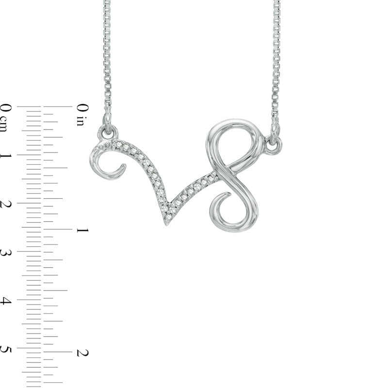Natural Diamond Accent Abstract Capricorn Zodiac Sign Necklace in Sterling Silver