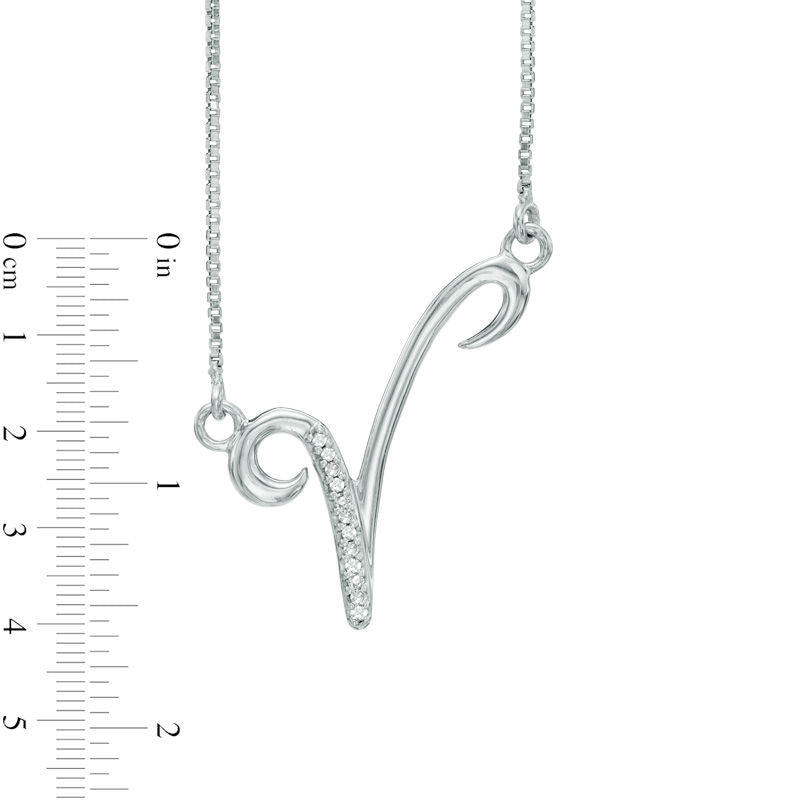 Natural Diamond Accent Abstract Aries Zodiac Sign Necklace in Sterling Silver