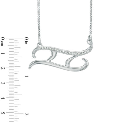 Natural Diamond Accent Abstract Gemini Zodiac Sign Necklace in Sterling Silver