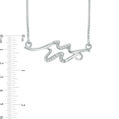 Natural Diamond Accent Abstract Aquarius Zodiac Sign Necklace in Sterling Silver