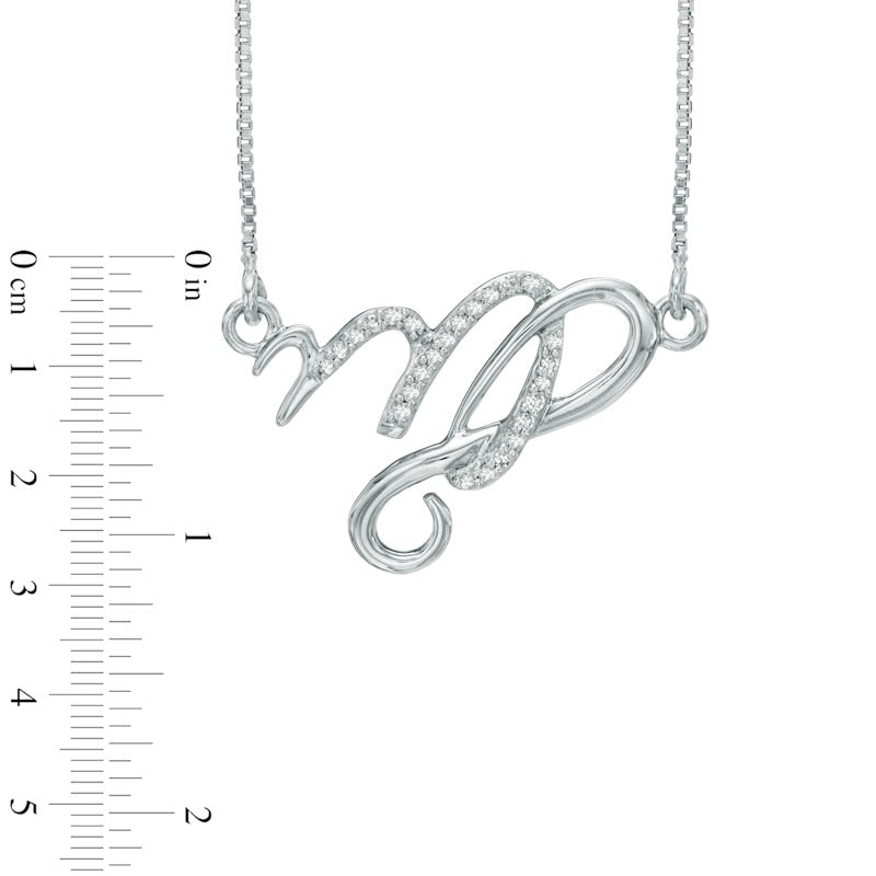 Natural Diamond Accent Abstract Virgo Zodiac Sign Necklace in Sterling Silver