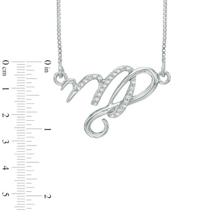 Natural Diamond Accent Abstract Virgo Zodiac Sign Necklace in Sterling Silver