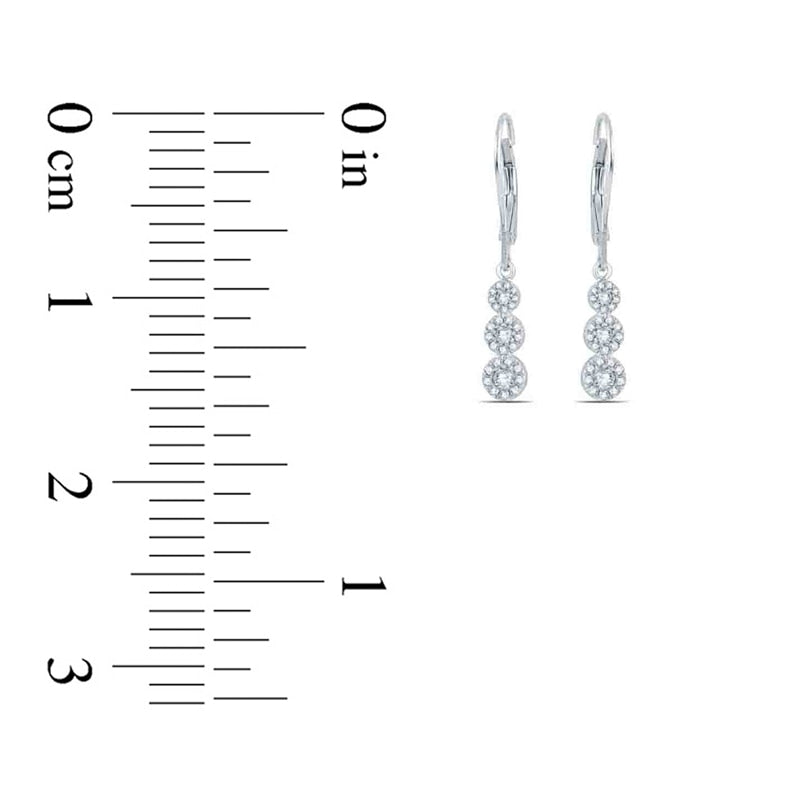 0.5 CT. T.W. Diamond Three Stone Cluster Drop Earrings in 14K White Gold