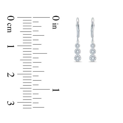 0.5 CT. T.W. Diamond Three Stone Cluster Drop Earrings in 14K White Gold