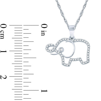 0.13 CT. T.W. Natural Diamond Elephant Pendant in Sterling Silver