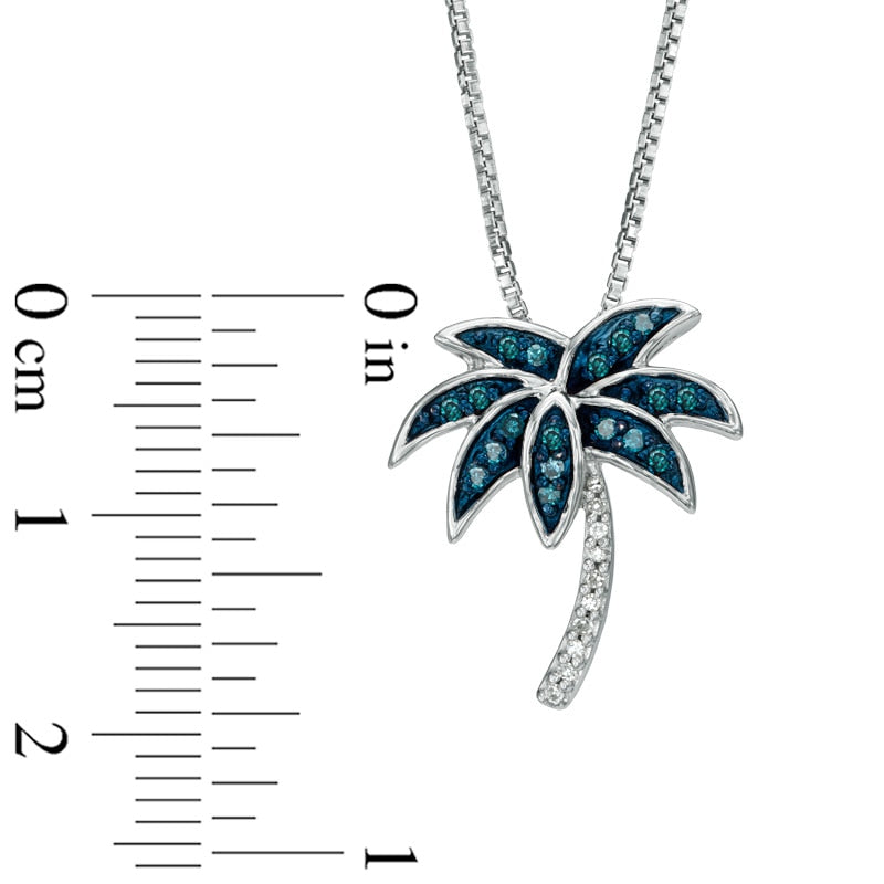 0.1 CT. T.W. Enhanced Green and White Natural Diamond Palm Tree Pendant in Sterling Silver