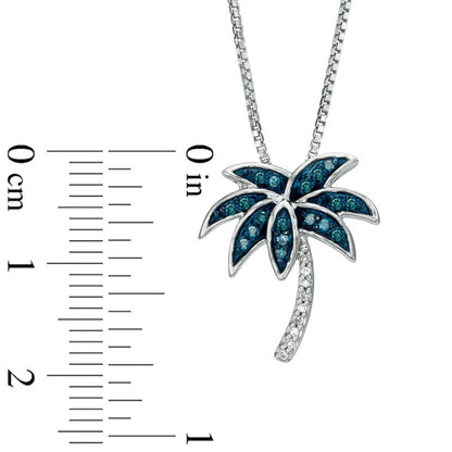 0.1 CT. T.W. Enhanced Green and White Natural Diamond Palm Tree Pendant in Sterling Silver