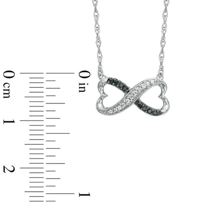 0.1 CT. T.W. Enhanced Black and White Natural Diamond Sideways Heart Infinity Pendant in Sterling Silver