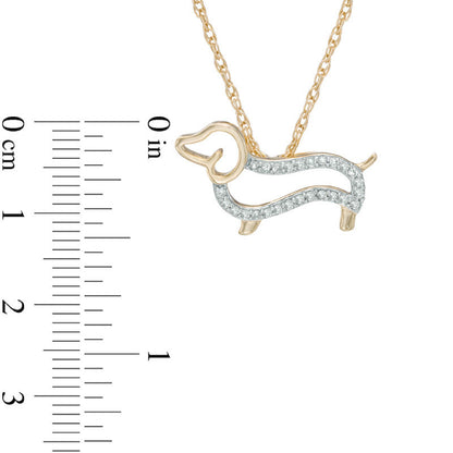 0.17 CT. T.W. Natural Diamond Dachshund Pendant in Sterling Silver and 14K Gold Plate