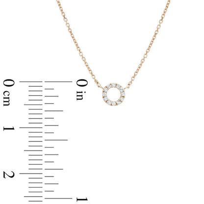 Natural Diamond Accent Dainty Circle Necklace in 10K Yellow Gold