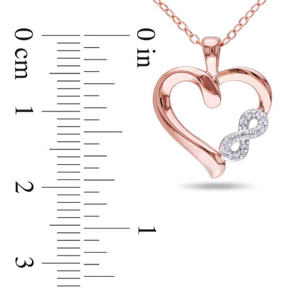 0.05 CT. T.W. Natural Diamond Heart with Infinity Pendant in Sterling Silver with Rose Rhodium