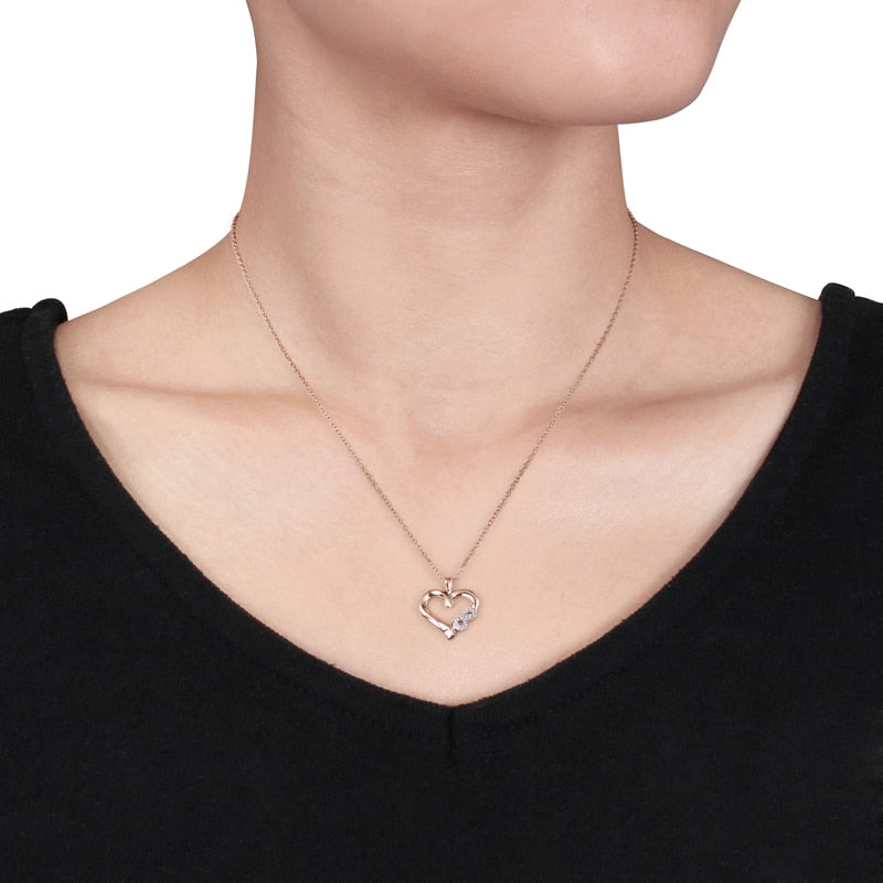 0.05 CT. T.W. Natural Diamond Heart with Infinity Pendant in Sterling Silver with Rose Rhodium
