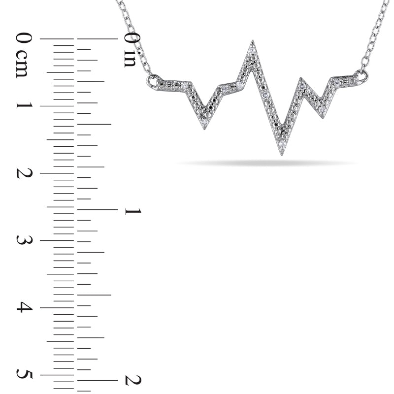 Natural Diamond Accent Heartbeat Necklace in Sterling Silver