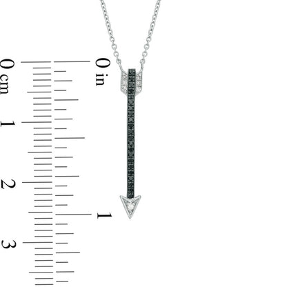 0.1 CT. T.W. Enhanced Black and White Natural Diamond Linear Arrow Necklace in Sterling Silver