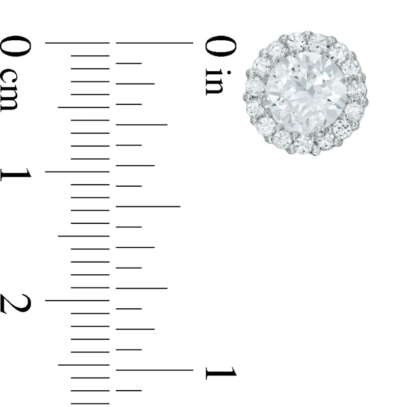 6.0mm Lab-Created White Sapphire Frame Stud Earrings in 10K White Gold