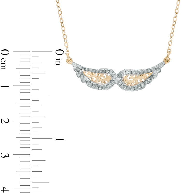 Natural Diamond Fascination™ Wings Necklace in 14K Gold - 17"