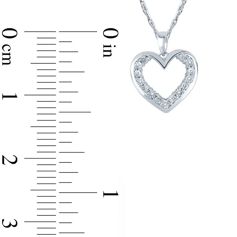 Natural Diamond Accent Heart Pendant in Sterling Silver