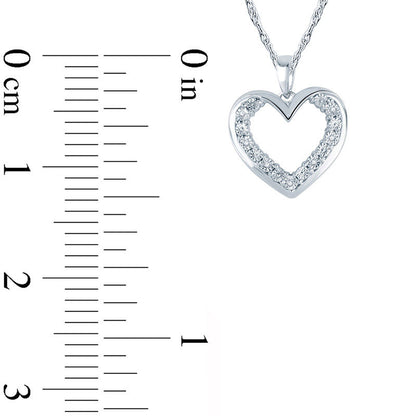 Natural Diamond Accent Heart Pendant in Sterling Silver