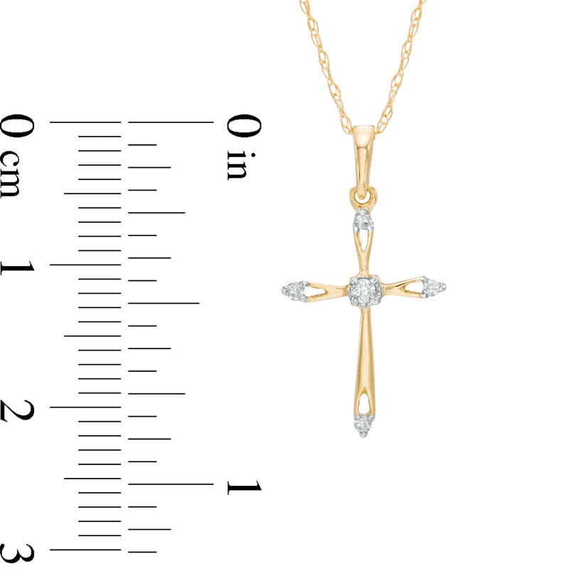 Natural Diamond Accent Cross Pendant in 10K Yellow Gold