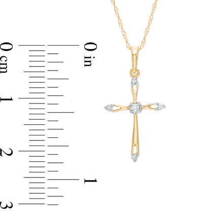 Natural Diamond Accent Cross Pendant in 10K Yellow Gold