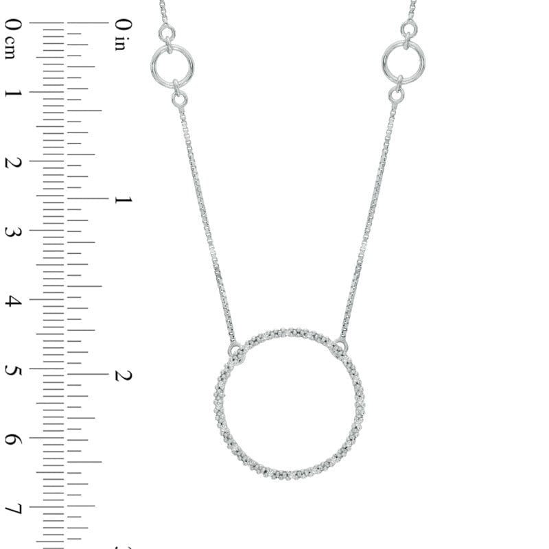 0.1 CT. T.W. Natural Diamond Circle Station Necklace in Sterling Silver - 17"