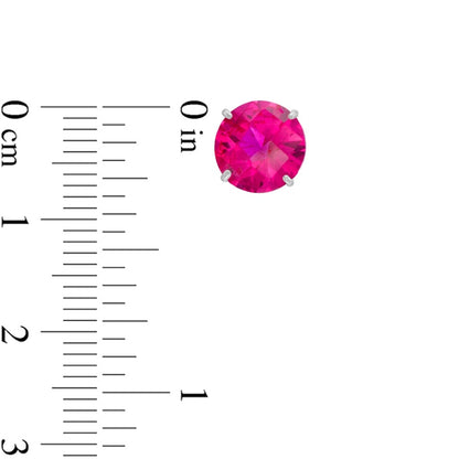 8.0mm Lab-Created Ruby Stud Earrings in 10K White Gold