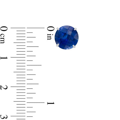 8.0mm Lab-Created Blue Sapphire Stud Earrings in 10K White Gold