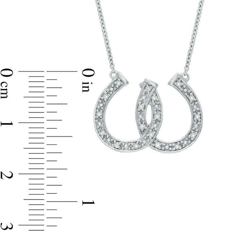 0.1 CT. T.W. Natural Diamond Double Horseshoe Necklace in Sterling Silver