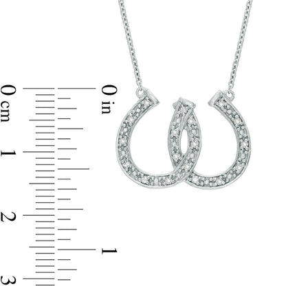 0.1 CT. T.W. Natural Diamond Double Horseshoe Necklace in Sterling Silver