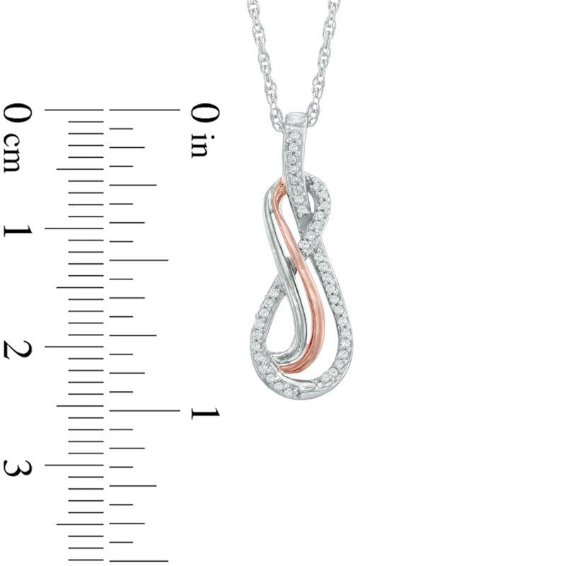 0.13 CT. T.W. Natural Diamond Infinity Pendant in Sterling Silver and 10K Rose Gold