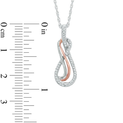 0.13 CT. T.W. Natural Diamond Infinity Pendant in Sterling Silver and 10K Rose Gold